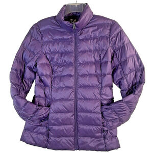 32 Degrees Heat Down Jacket Women XS Plum Purple Nylon Puffer Packable Coat +Bag